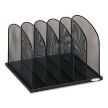 Onyx Mesh Desk Organizer with Upright Sections, 5 Sections, Letter to Legal Size Files, 12.5" x 11.25" x 8.25", Black